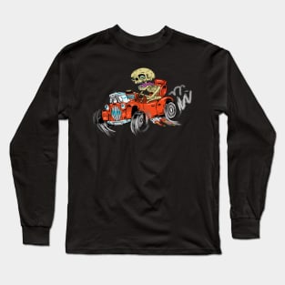 Fully Sick Colour Hot Rod driving Skeleton Boss Long Sleeve T-Shirt